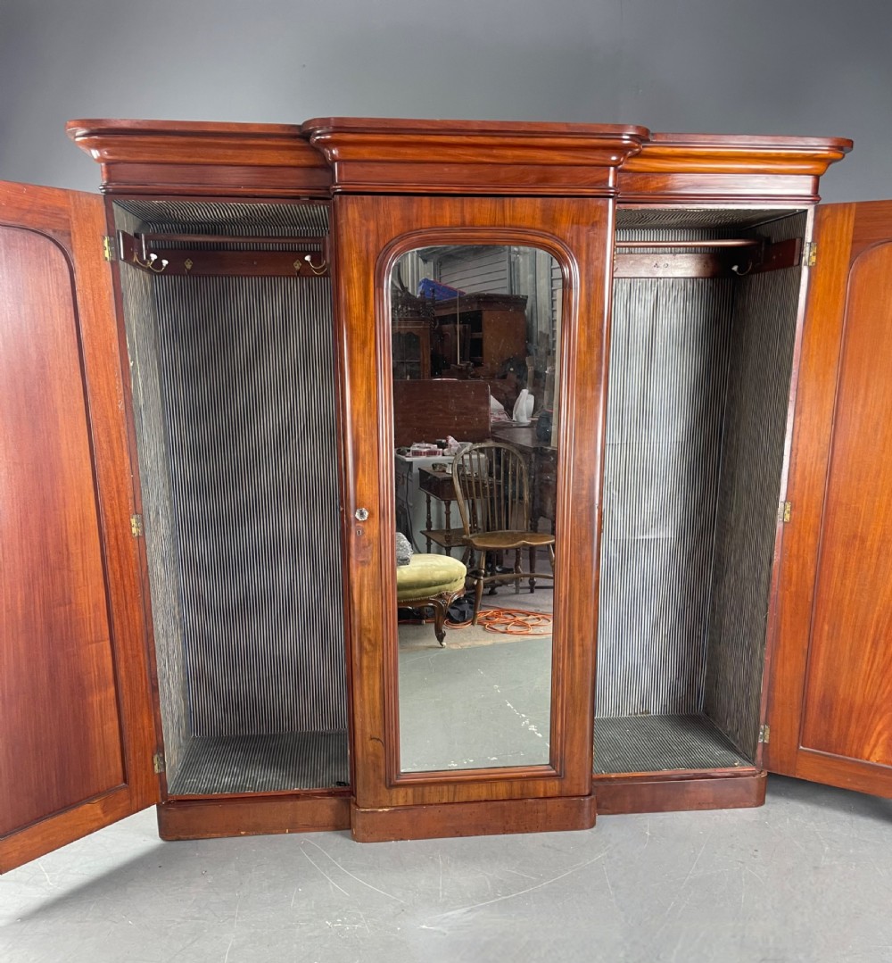 Victorian mahogany breakfront triple wardrobe  View V