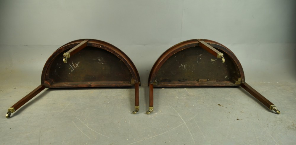Pair of Georgian mahogany Demi lune console tables  View V
