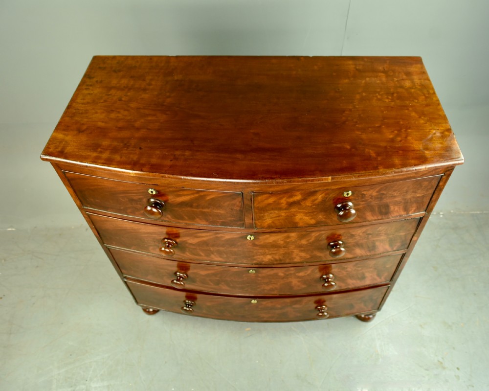 Victorian mahogany bow front chest of drawers  View III