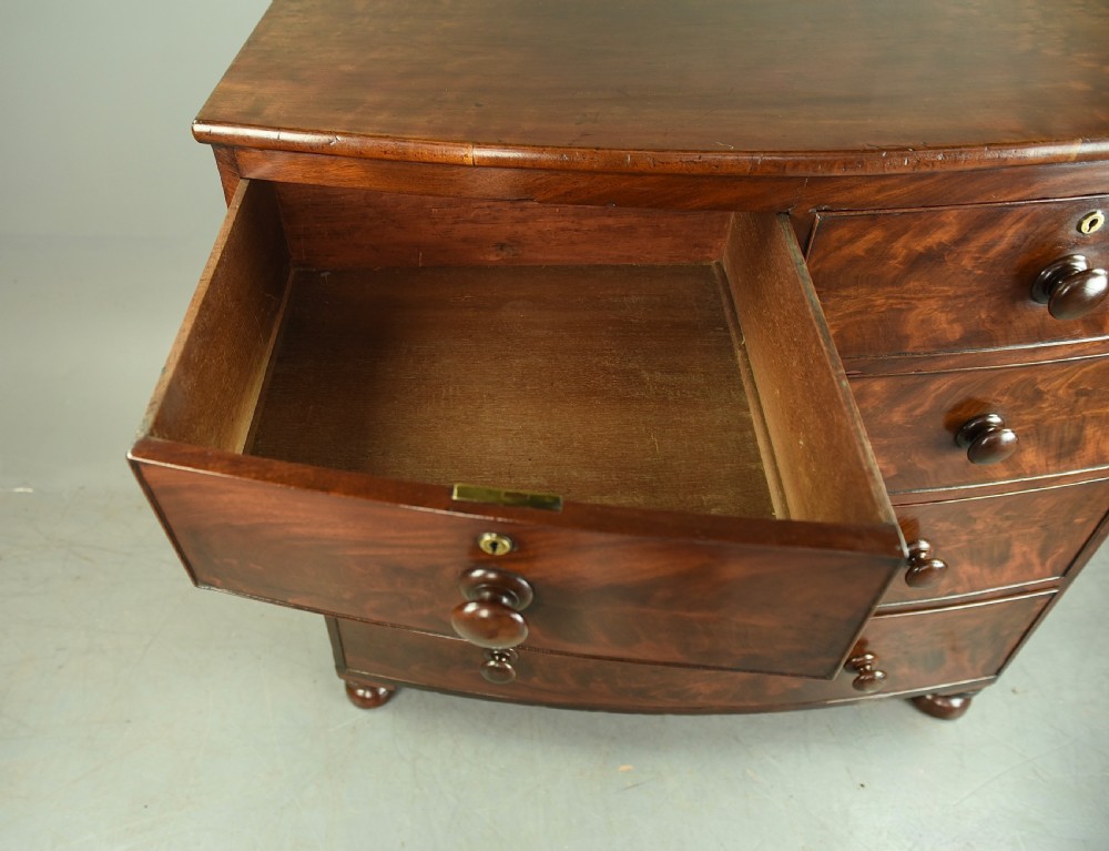 Victorian mahogany bow front chest of drawers  View V