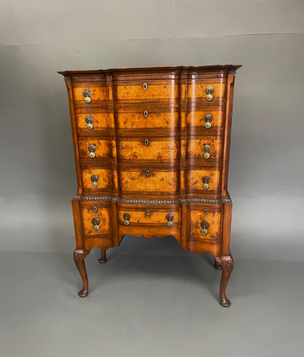 Antique Queen Anne style walnut tall boy chest of drawers 