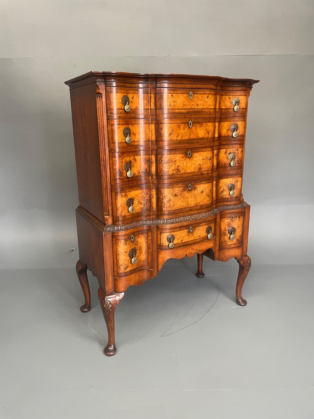 Antique Queen Anne style walnut tall boy chest of drawers  View VIII
