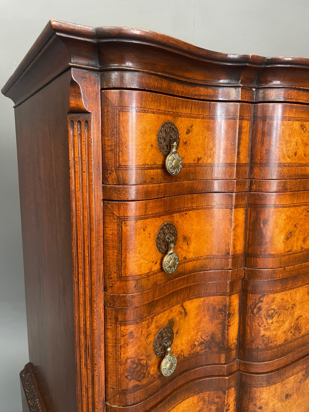 Antique Queen Anne style walnut tall boy chest of drawers  View X