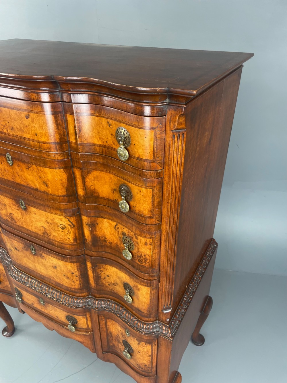 Antique Queen Anne style walnut tall boy chest of drawers  View XIII