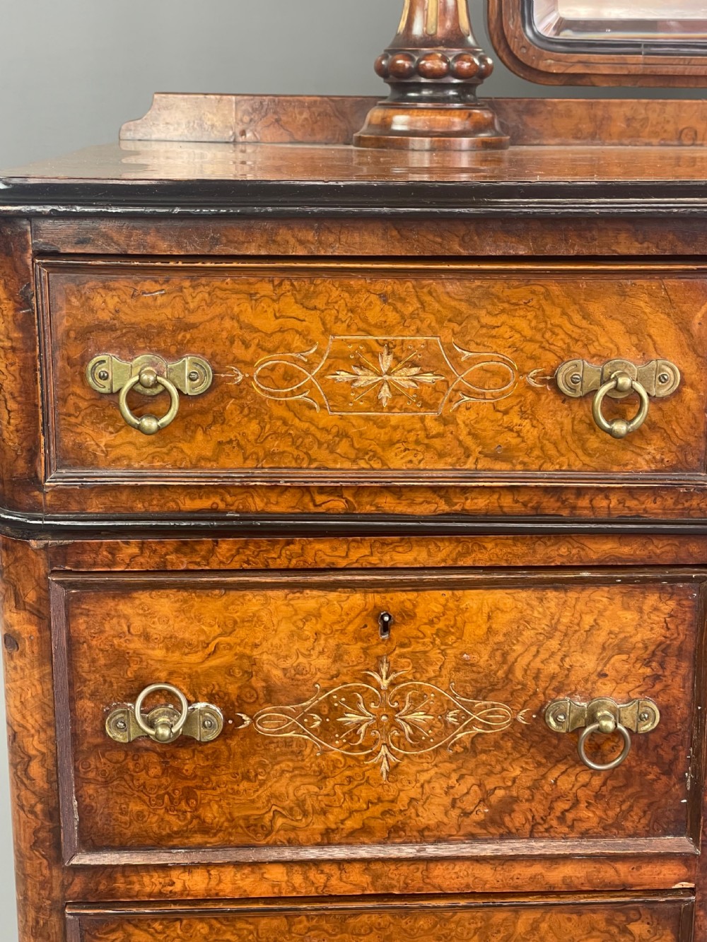 Victorian burr walnut pedestal dressing table  View X