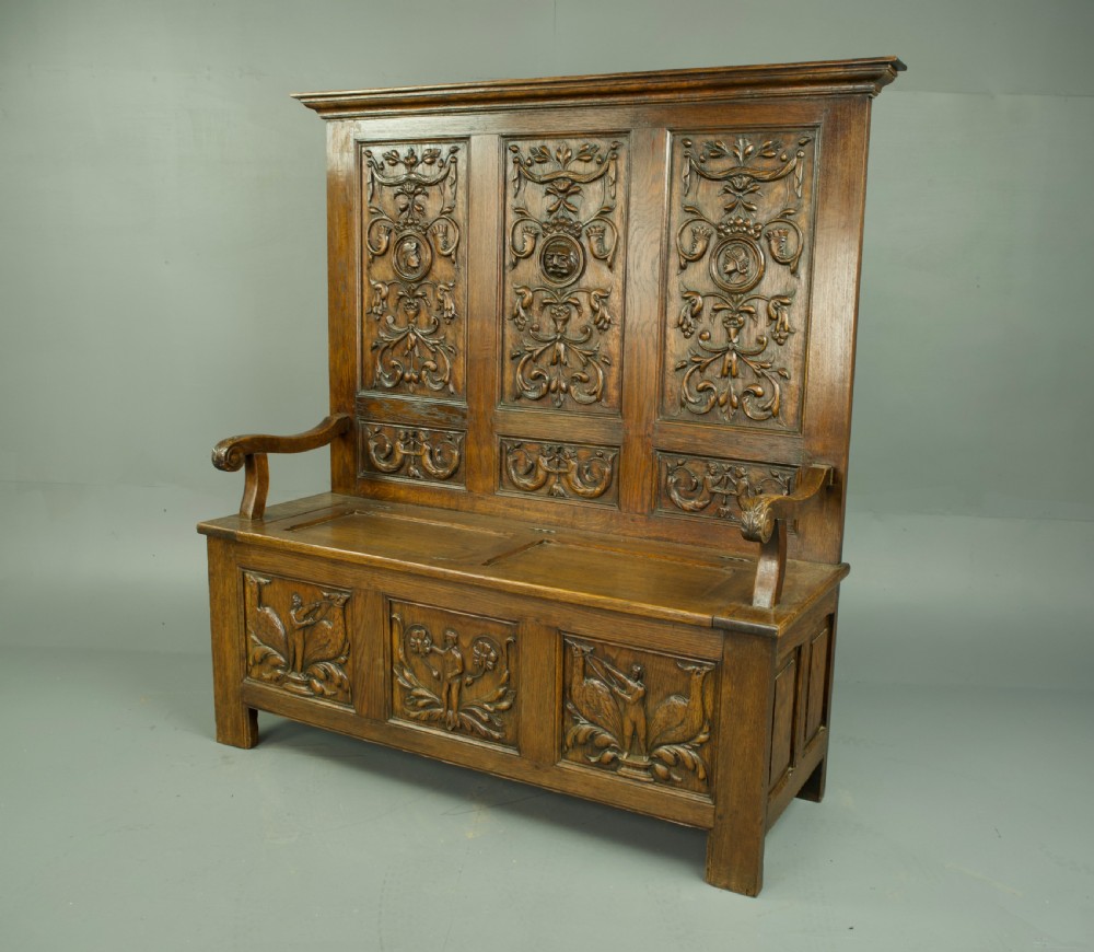 carved oak bench  View II
