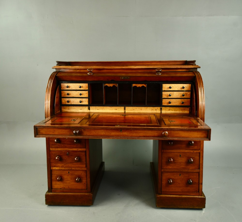 Victorian mahogany cylinder top desk 