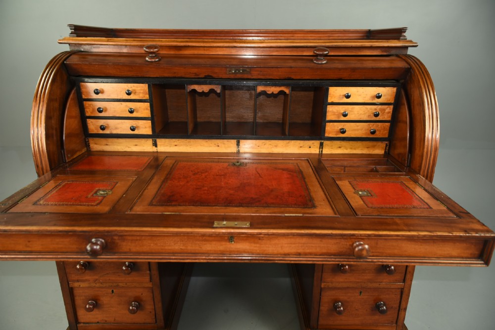 Victorian mahogany cylinder top desk  View V