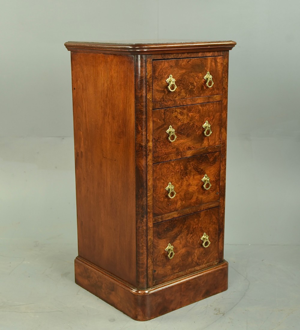 Pair of Victorian burr walnut bedside chests of drawers  View V