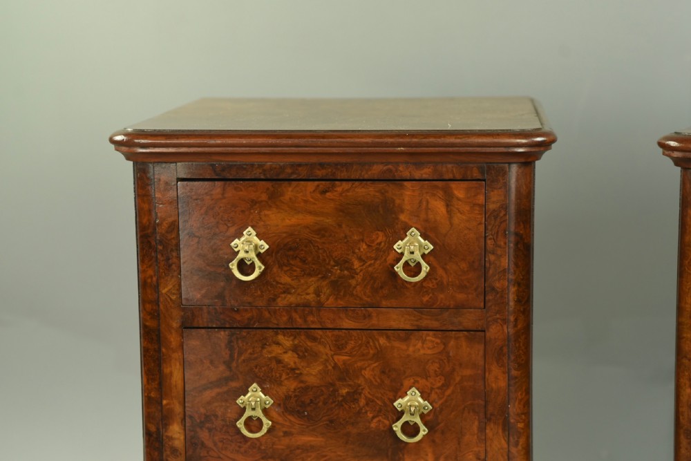 Pair of Victorian burr walnut bedside chests of drawers  View IX