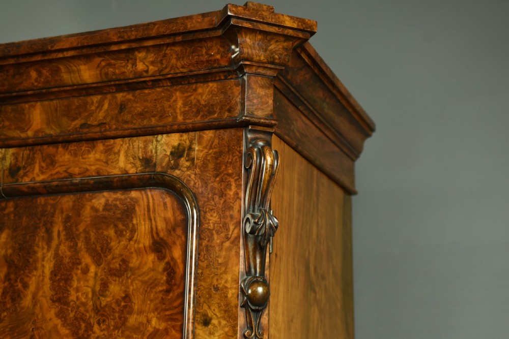 Victorian burr walnut breakfront triple wardrobe  View V
