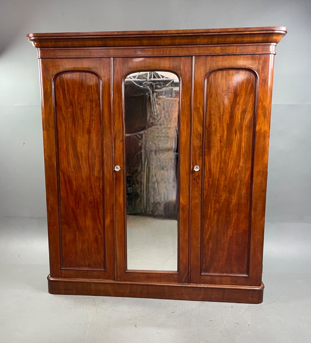 Victorian mahogany triple wardrobe 