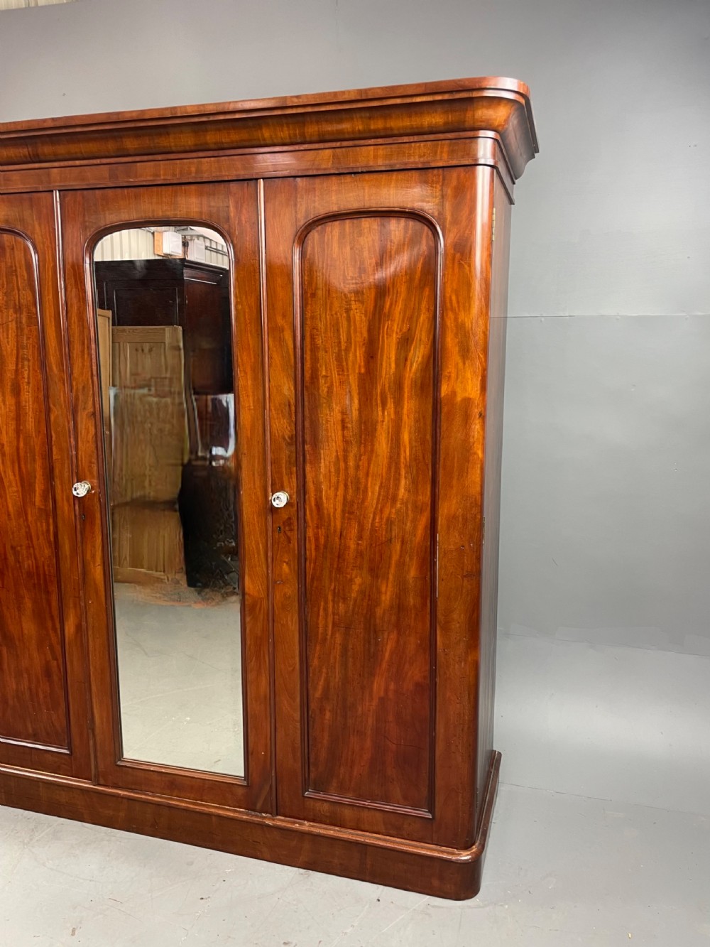 Victorian mahogany triple wardrobe  View III