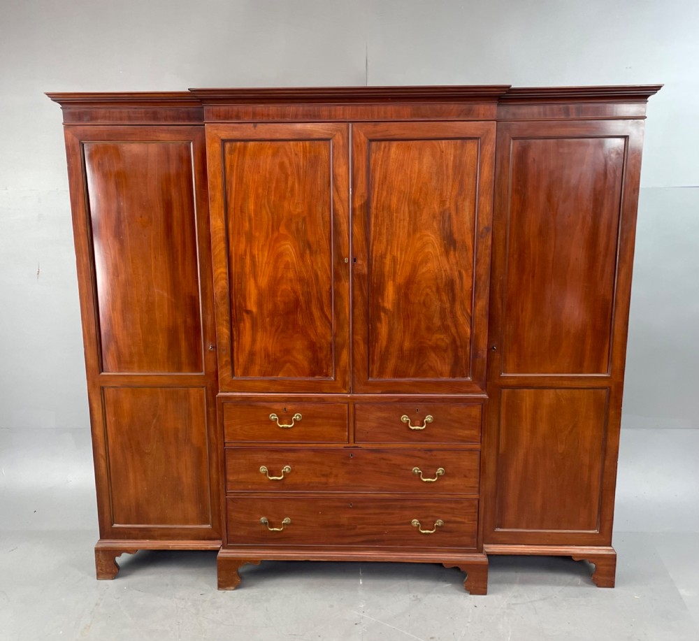 19th Century mahogany breakfront wardrobe 