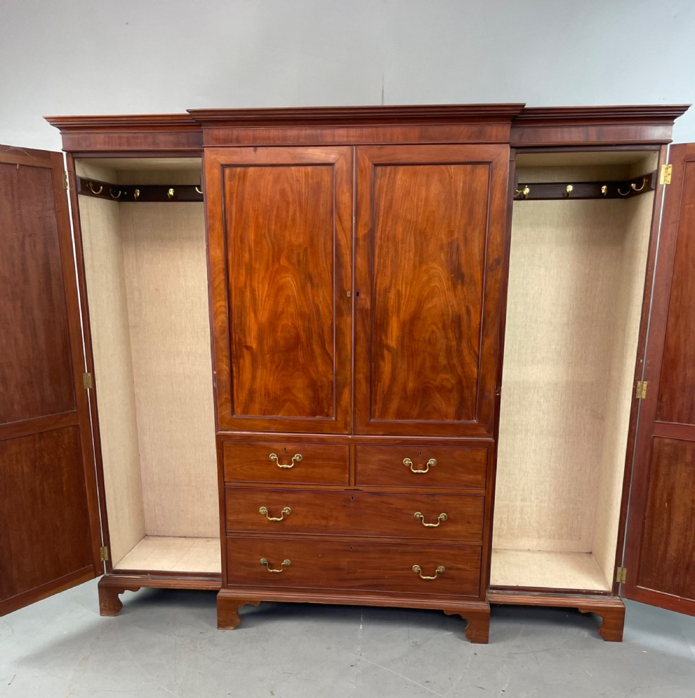19th Century mahogany breakfront wardrobe  View II