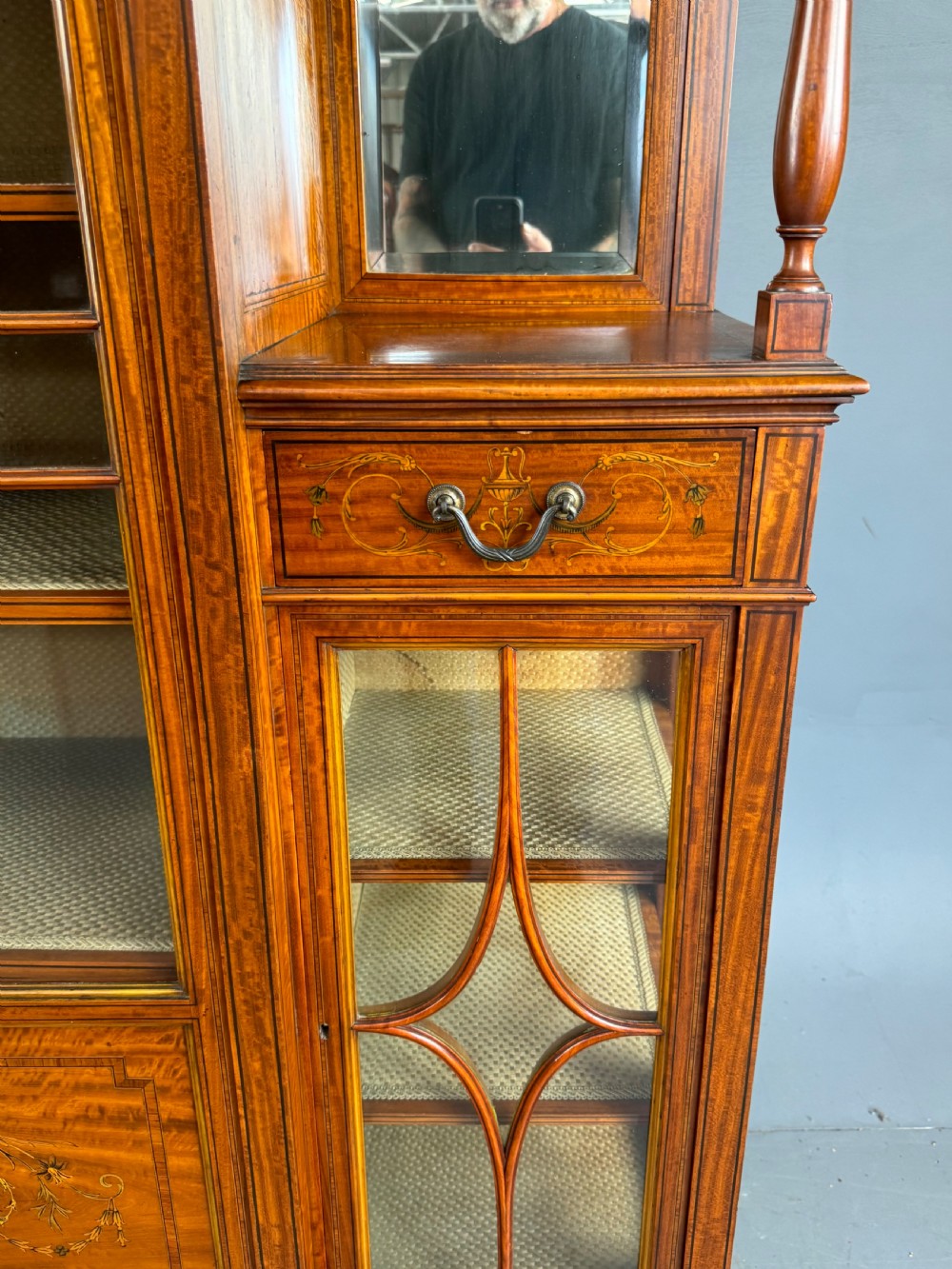 inlaid satin wood display cabinet Maple & Co  View IX