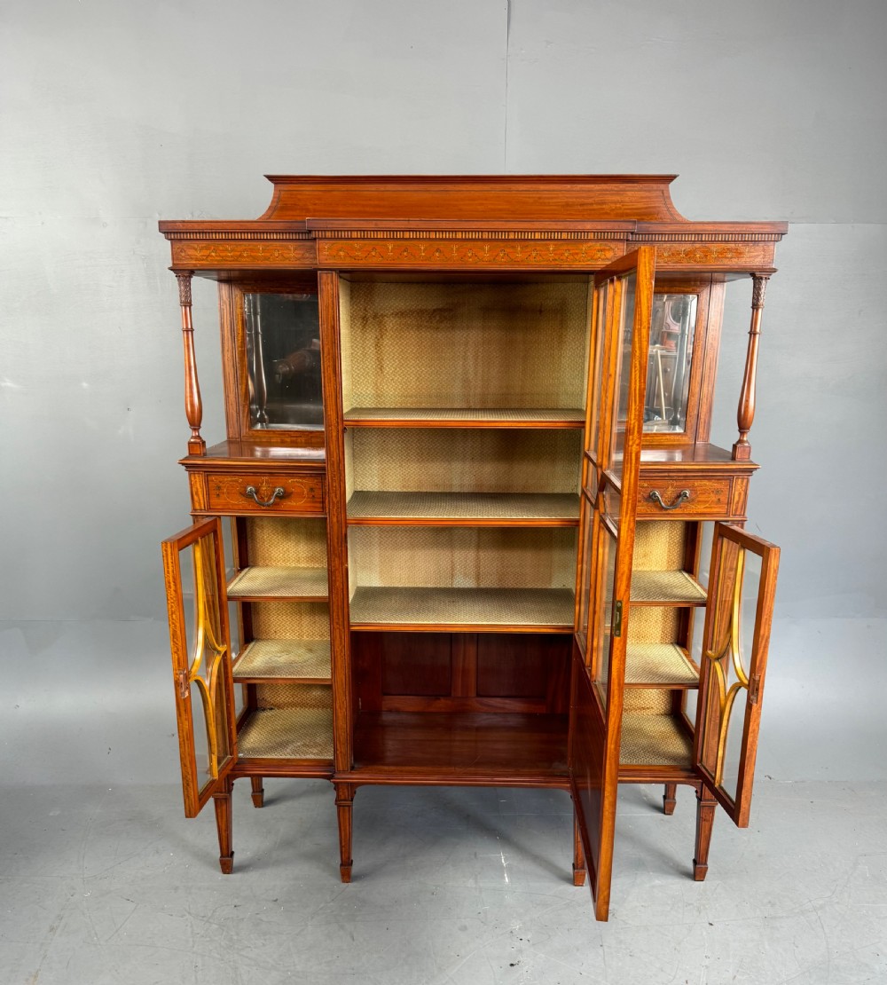 inlaid satin wood display cabinet Maple & Co  View XII