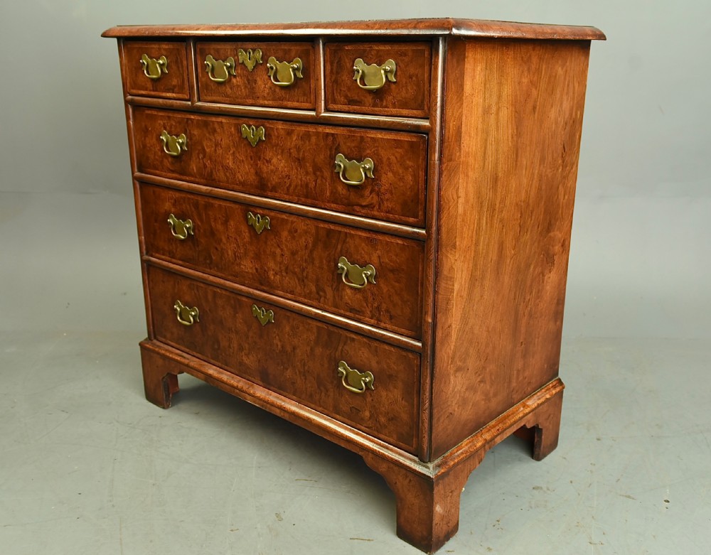 Georgian burr walnut chest of drawers  View III