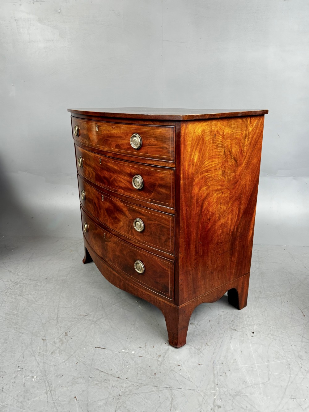 Regency mahogany bow front chest of drawers  View IV