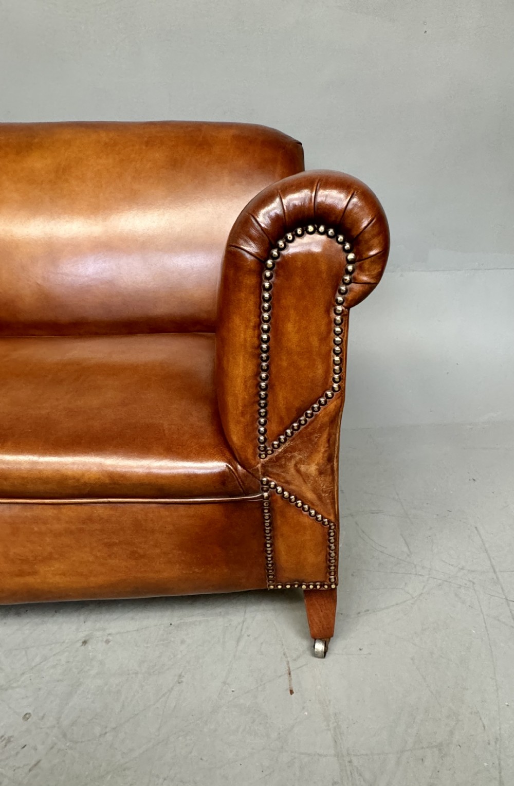 Victorian leather drop arm sofa  View V