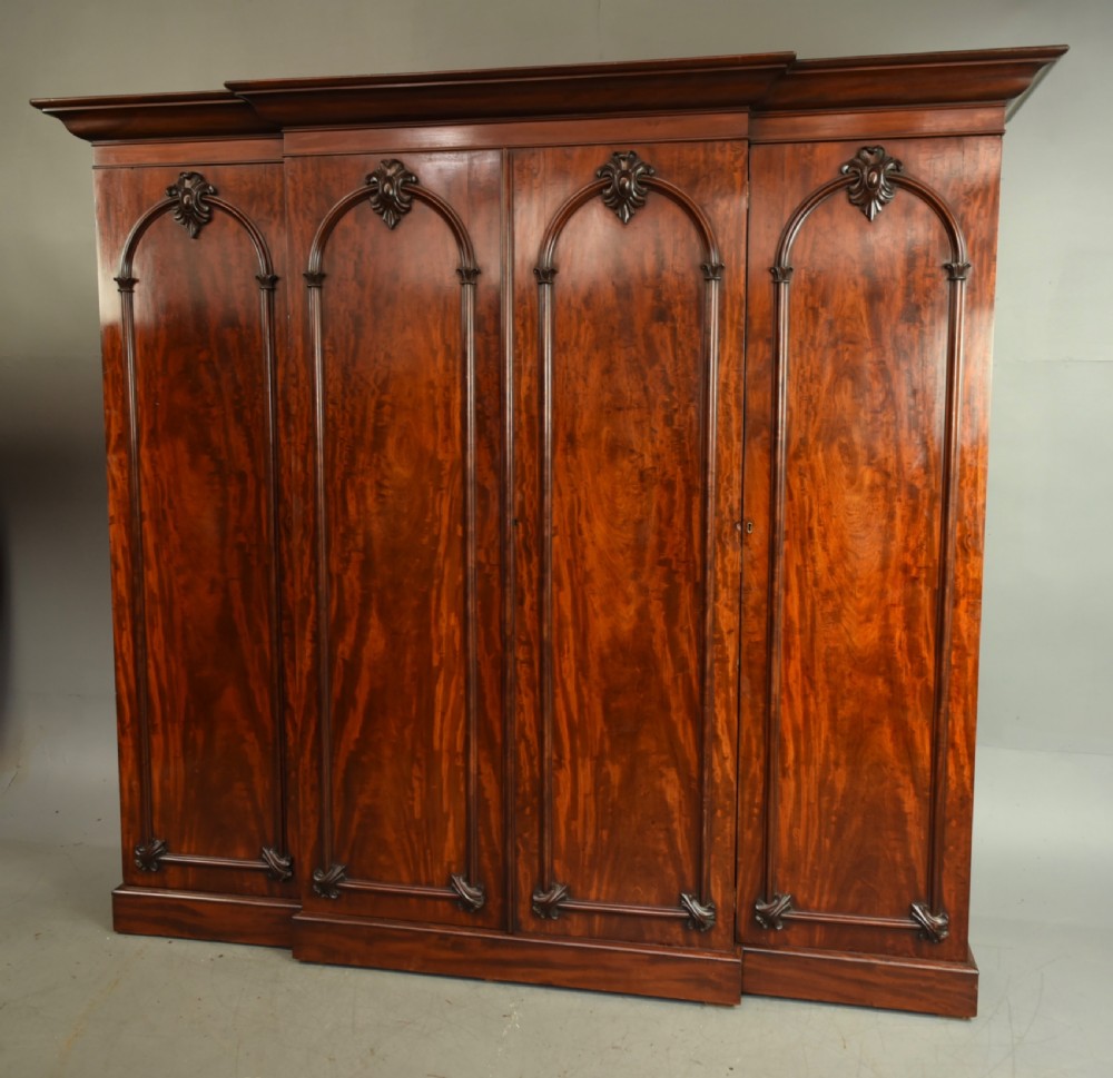 Large 19th century regency breakfront wardrobe 