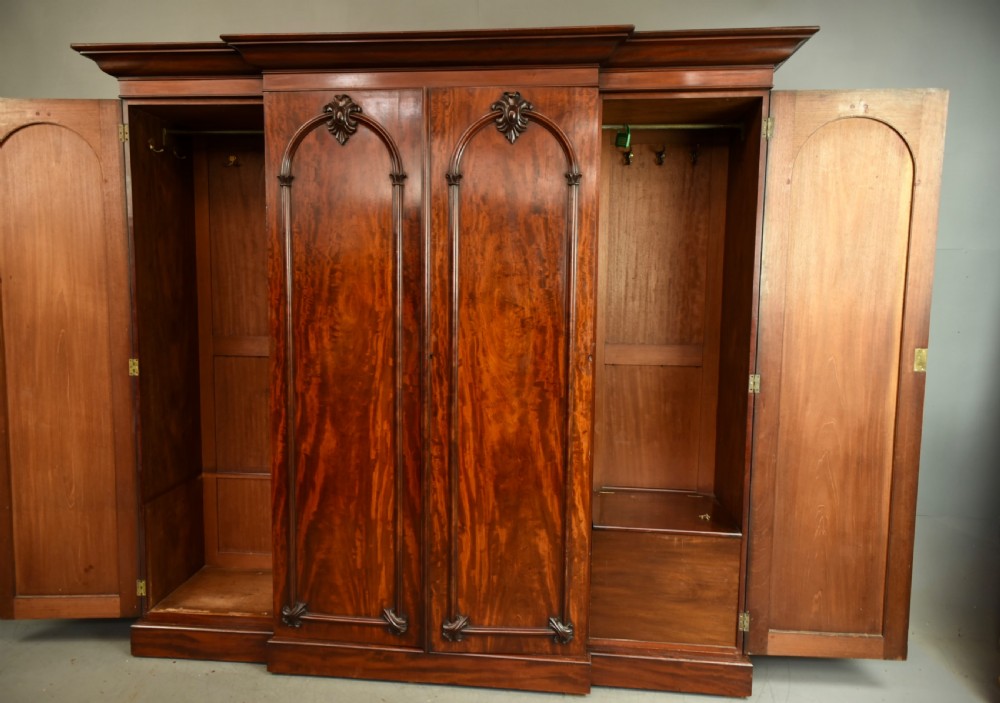 Large 19th century regency breakfront wardrobe  View II