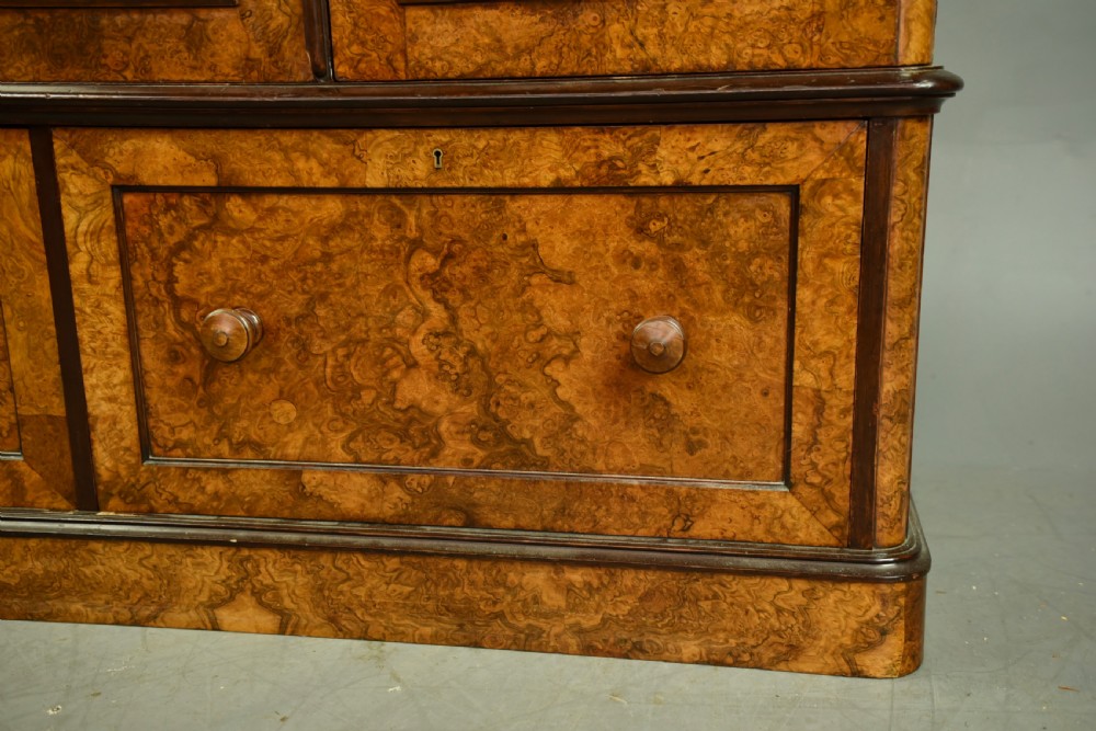 Victorian burr walnut triple  wardrobe compactum by H Ogden Manchester  View V