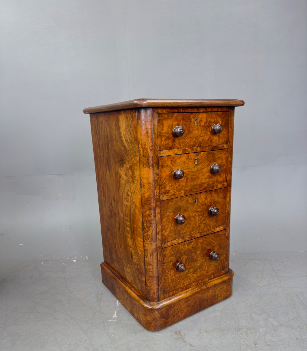 Pair of Victorian walnut bedside chests of drawers  View IV