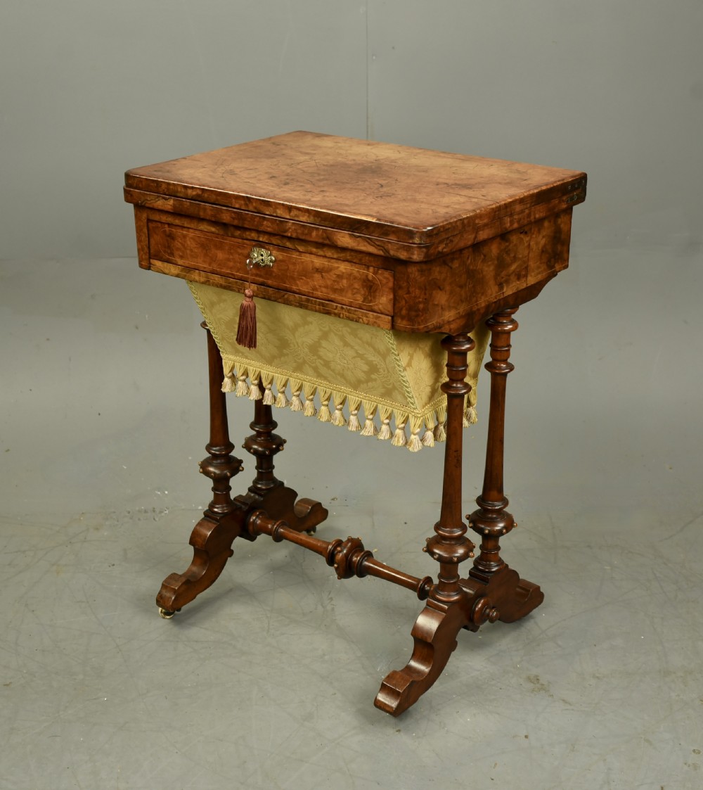Antique Victorian walnut games table /sewing table  View II