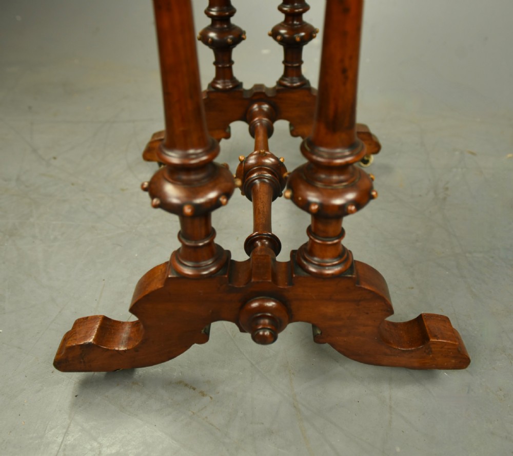 Antique Victorian walnut games table /sewing table  View VI