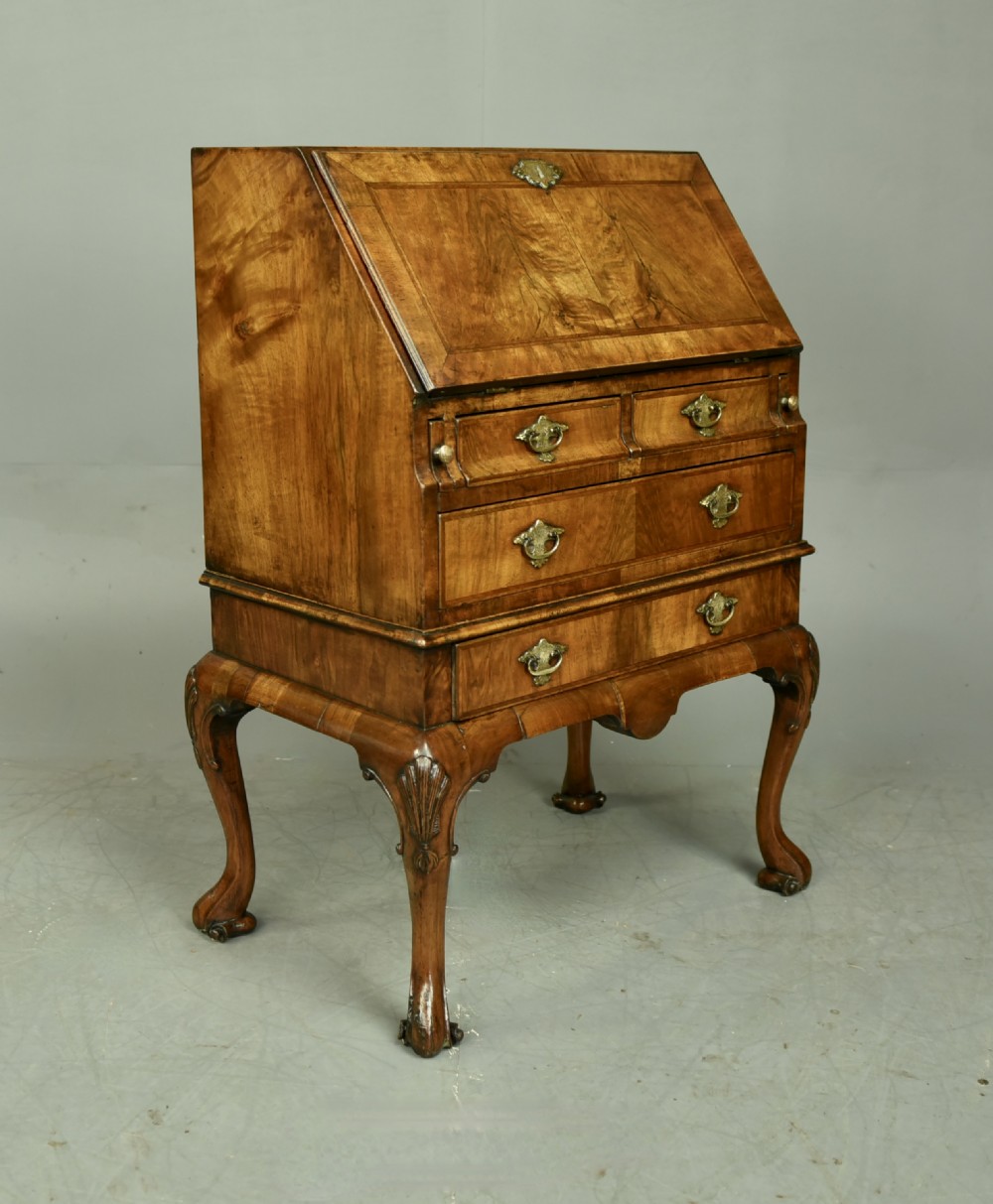 Queen Anne style walnut bureau writing desk 