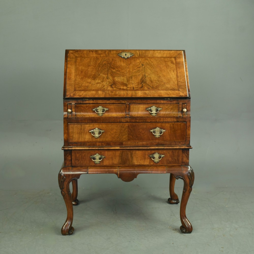 Queen Anne style walnut bureau writing desk  View II