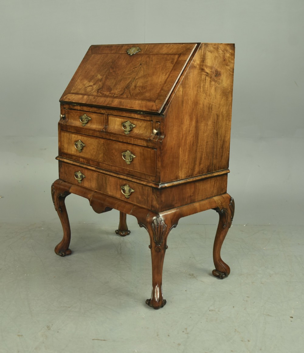 Queen Anne style walnut bureau writing desk  View V