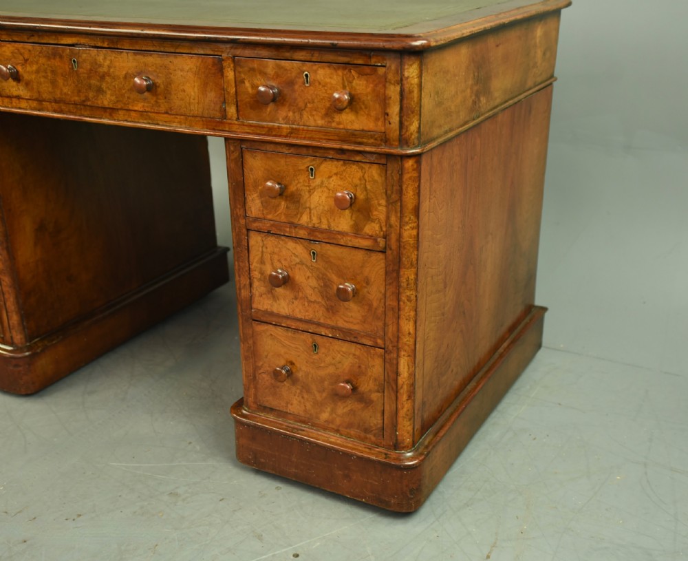 Victorian burr walnut pedestal Desk  View IV