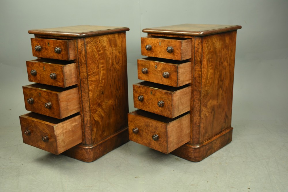 Pair of Victorian walnut bedside chests of drawers  View IV