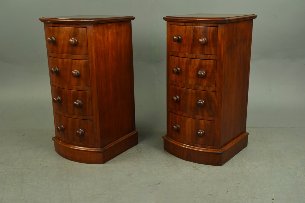 Pair of Victorian mahogany bow front bedside chests of drawers  View II
