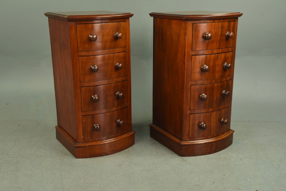 Pair of Victorian mahogany bow front bedside chests of drawers  View III
