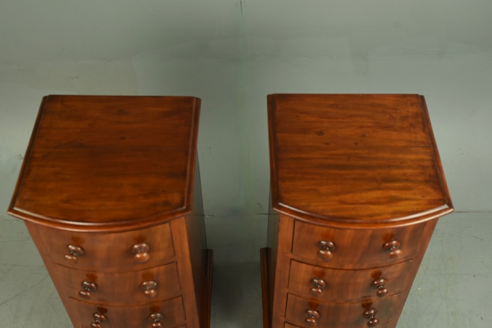 Pair of Victorian mahogany bow front bedside chests of drawers  View VII