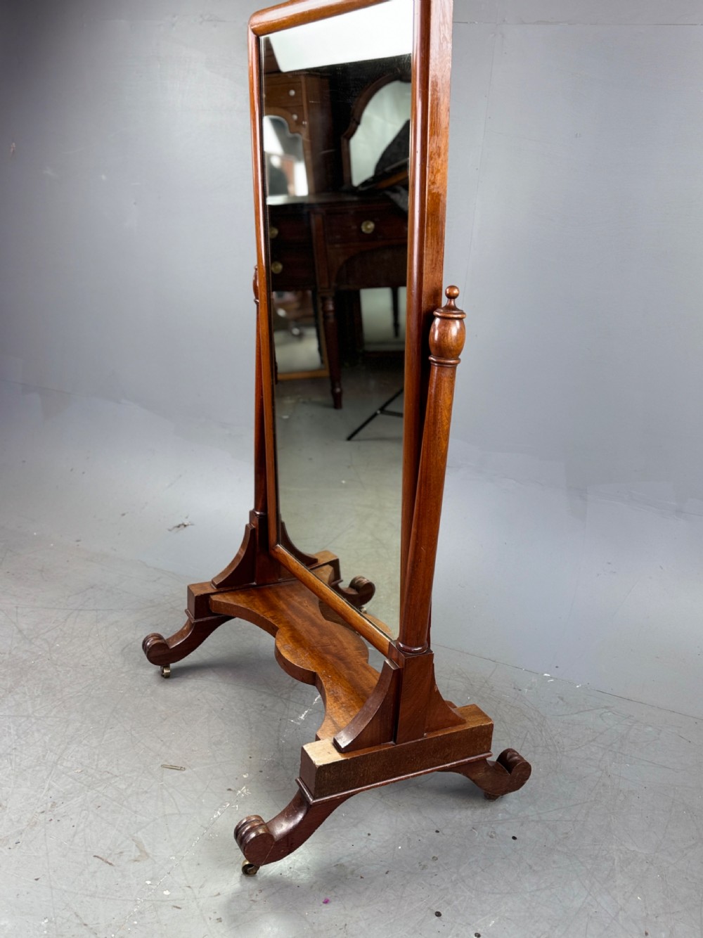 Victorian mahogany Cheval mirror  View II