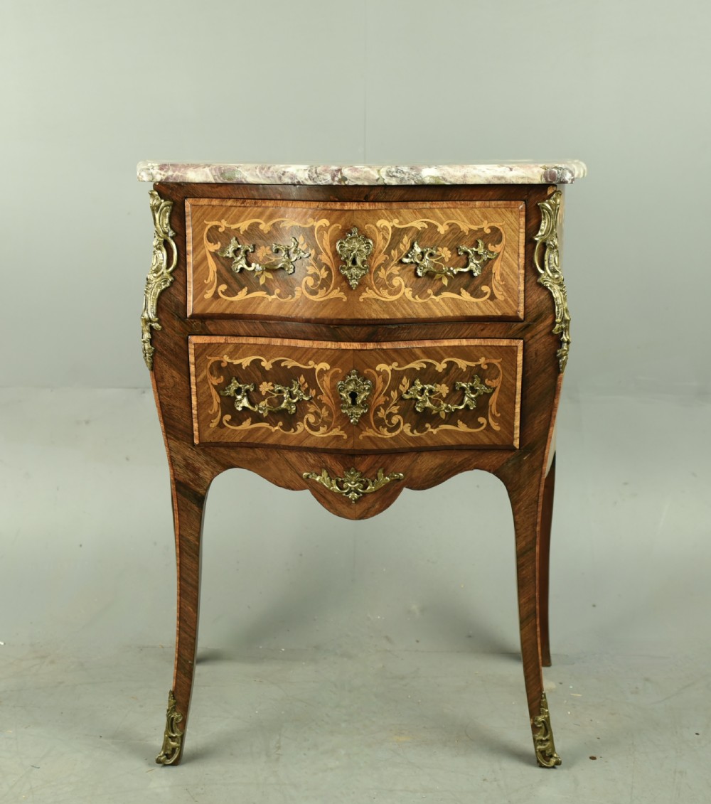 19th Century French Kingwood and inlaid Bombe Commode chest of drawers