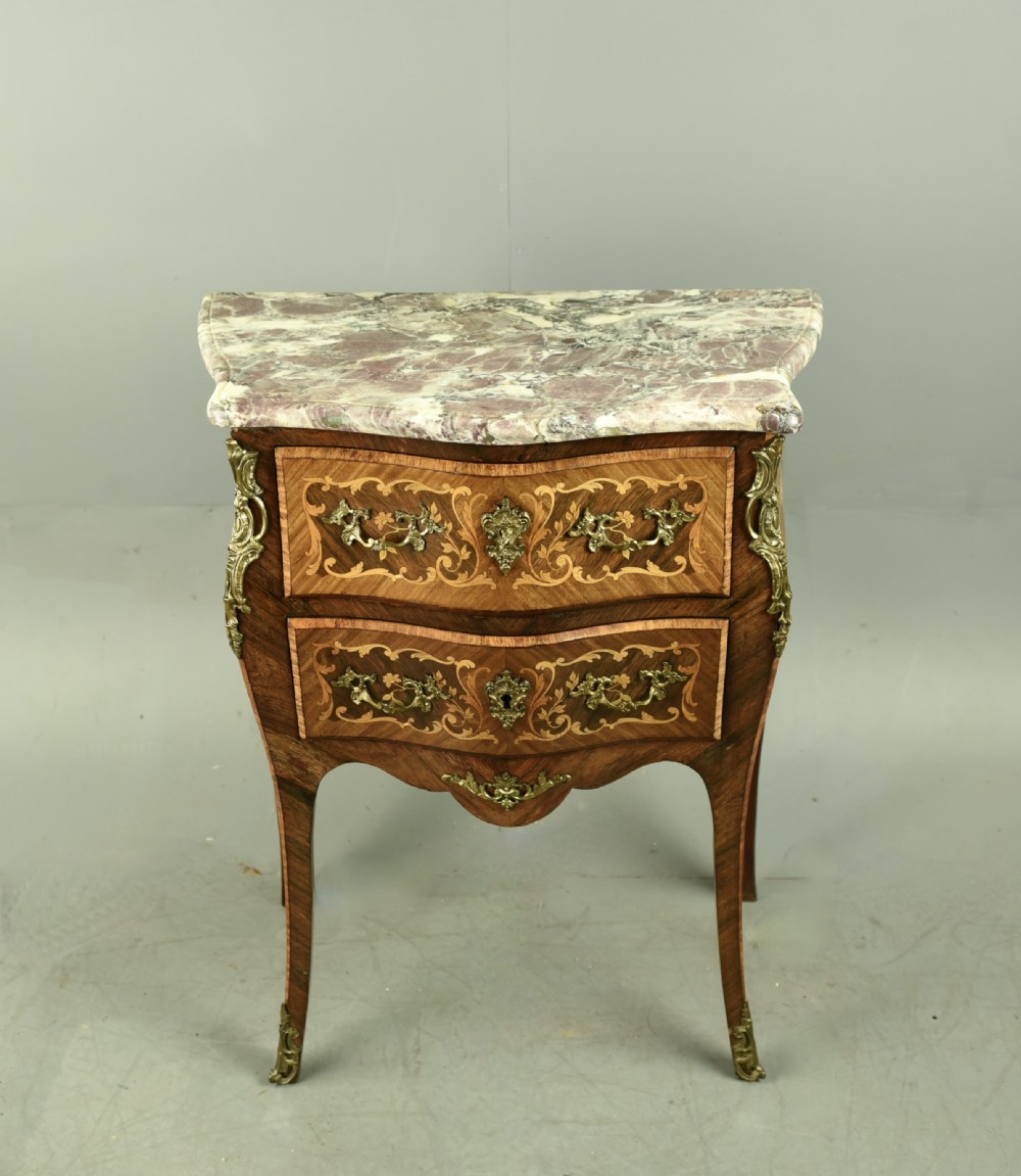19th Century French Kingwood and inlaid Bombe Commode chest of drawers View II