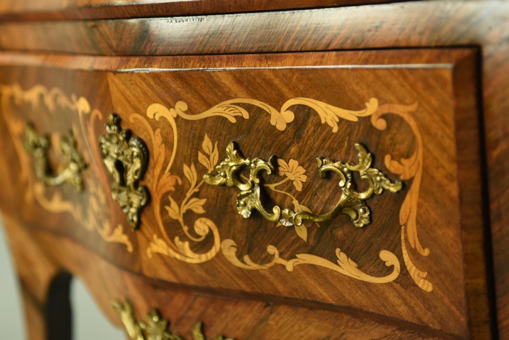 19th Century French Kingwood and inlaid Bombe Commode chest of drawers View VIII