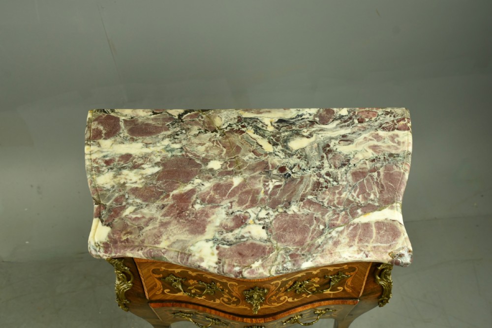 19th Century French Kingwood and inlaid Bombe Commode chest of drawers View IX