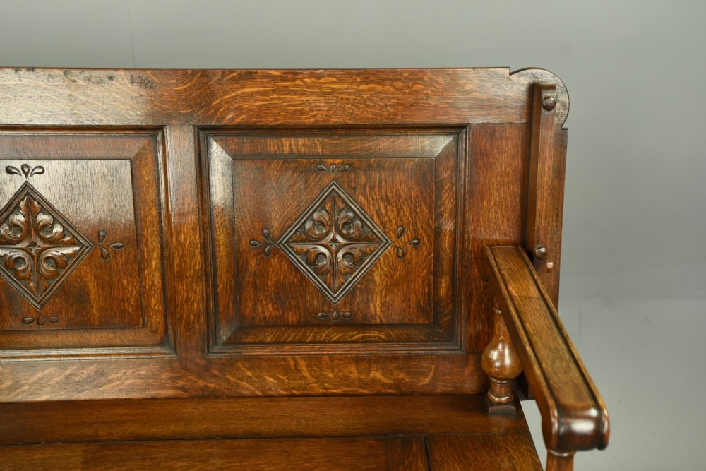 carved oak monks bench  View III
