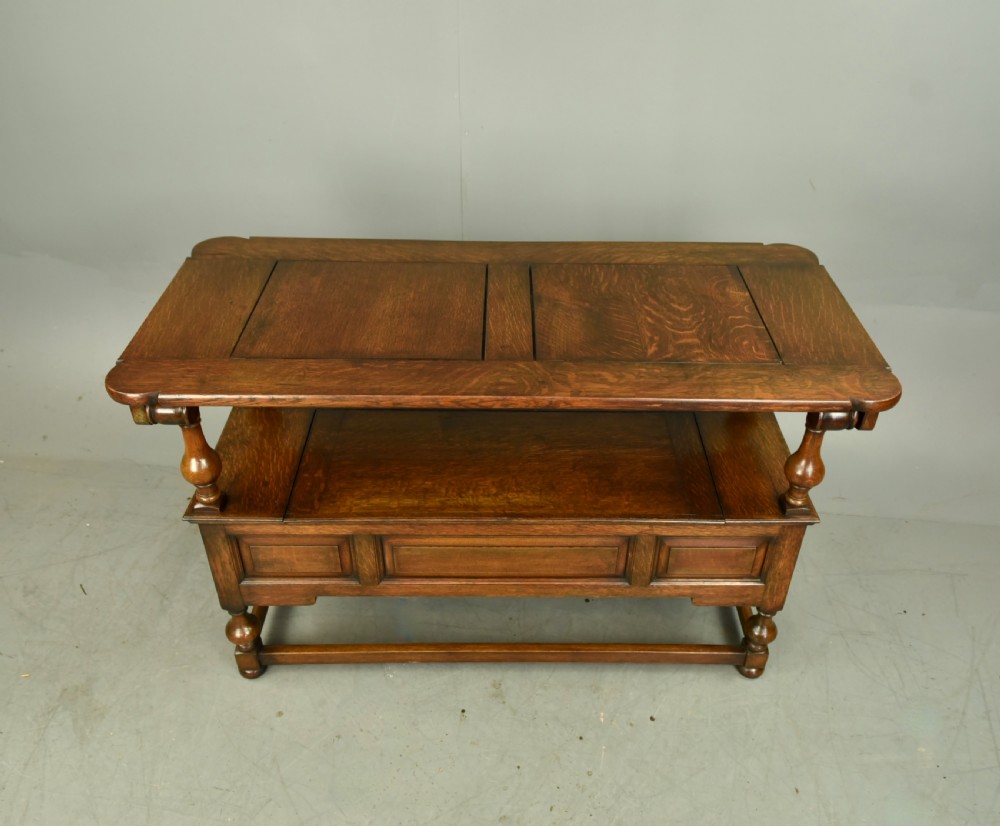 carved oak monks bench  View V