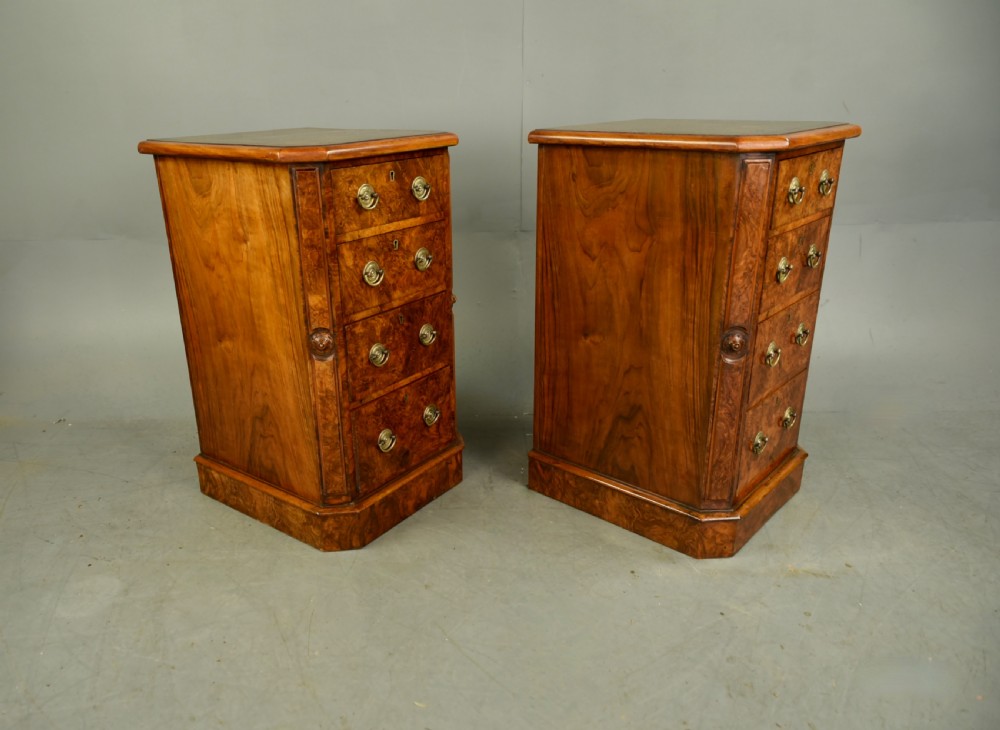 Pair of Victorian walnut bedside chests of drawers  View IV