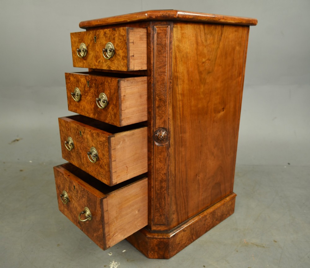 Pair of Victorian walnut bedside chests of drawers  View X