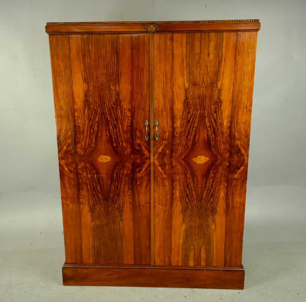 Art Deco walnut deep door compactom wardrobe 