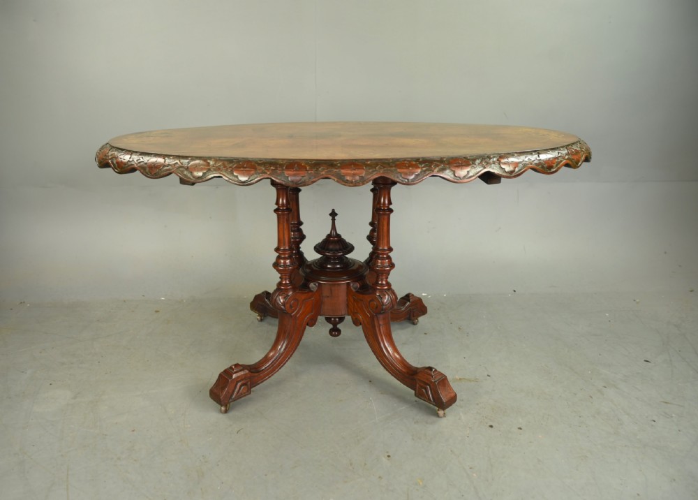 Victorian walnut oval centre table  View II