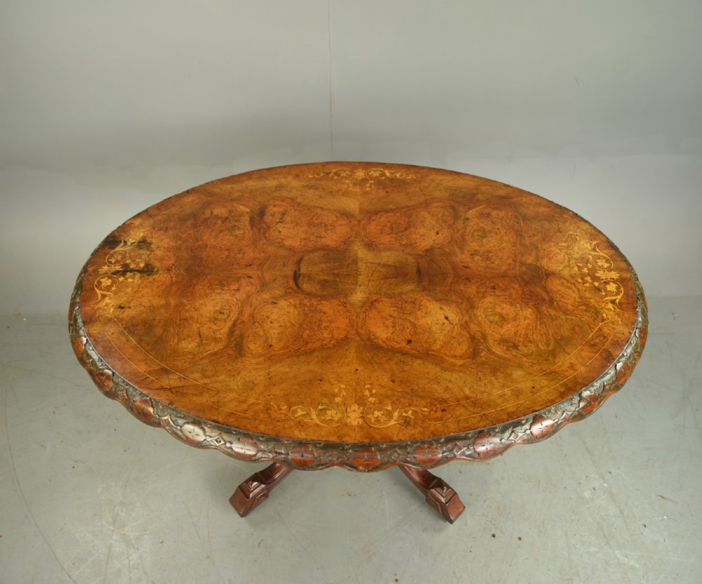 Victorian walnut oval centre table  View III
